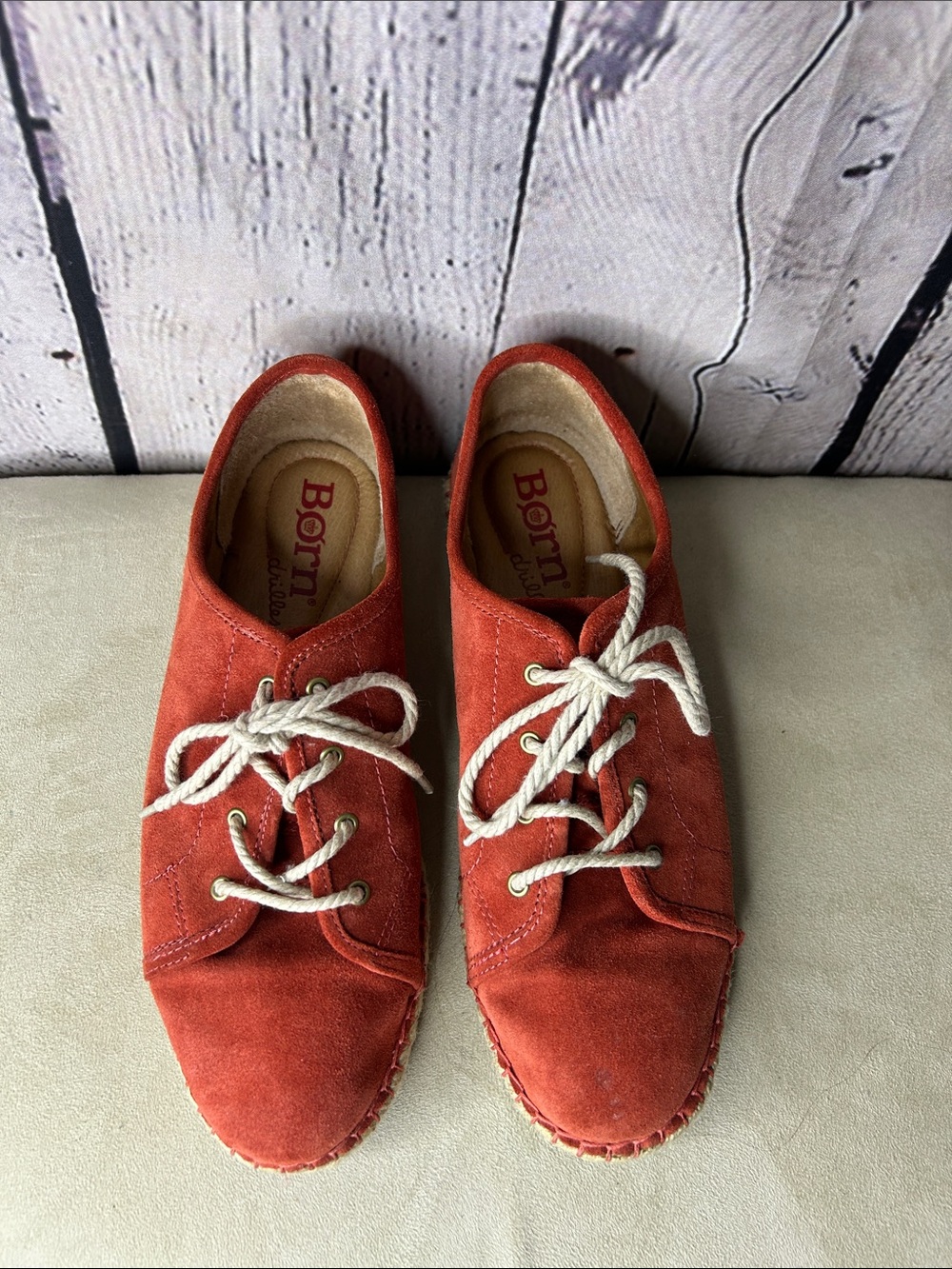 Born Drillers shoes size 8.5 m leather upper. Orangish color